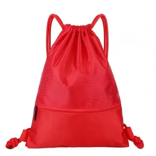 Versatile Outdoor Sport Gym Drawstring Backpack - Waterproof Nylon Zipper Bag for Basketball, Soccer & Fitness