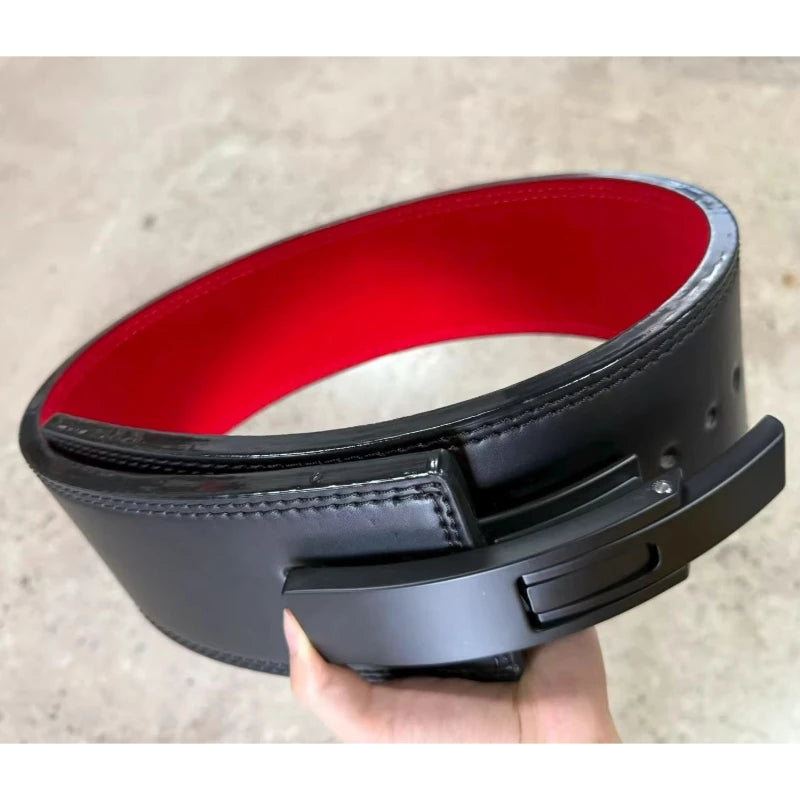 Ultimate Cowhide Leather Weightlifting Belt with Lever Buckle for Maximum Back Support - Perfect for Powerlifting, Squats, and Deadlifts
