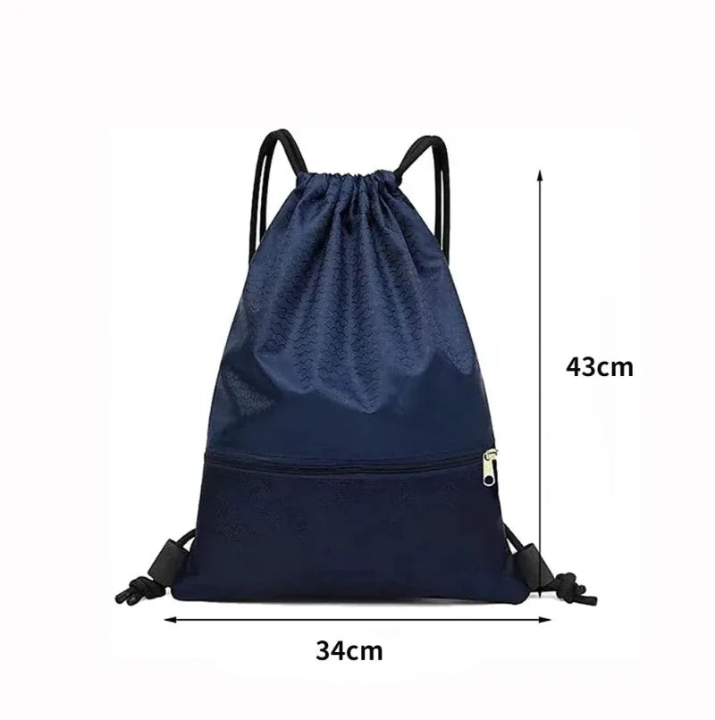 Versatile Outdoor Sport Gym Drawstring Backpack - Waterproof Nylon Zipper Bag for Basketball, Soccer & Fitness