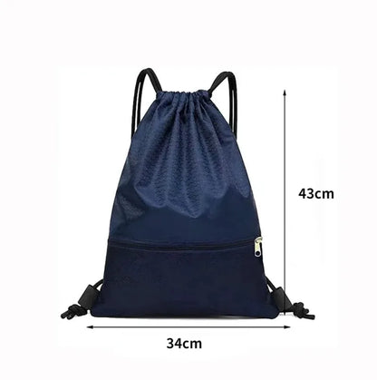 Versatile Outdoor Sport Gym Drawstring Backpack - Waterproof Nylon Zipper Bag for Basketball, Soccer & Fitness
