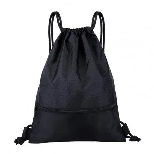 Versatile Outdoor Sport Gym Drawstring Backpack - Waterproof Nylon Zipper Bag for Basketball, Soccer & Fitness