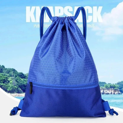 Versatile Outdoor Sport Gym Drawstring Backpack - Waterproof Nylon Zipper Bag for Basketball, Soccer & Fitness