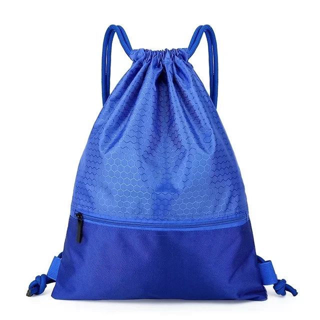 Versatile Outdoor Sport Gym Drawstring Backpack - Waterproof Nylon Zipper Bag for Basketball, Soccer & Fitness