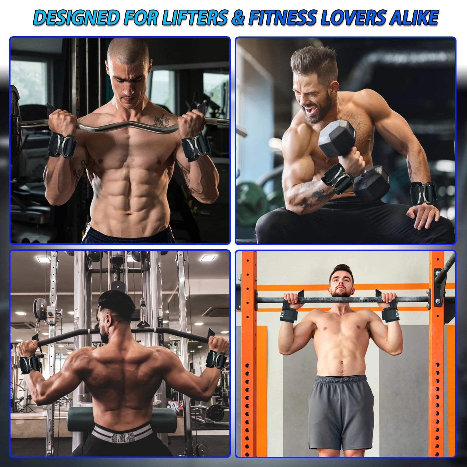 Elevate Your Workout with Adjustable Weight Lifting Strap Wrist Cuffs - Ultimate D-Ring Support for Strength Training