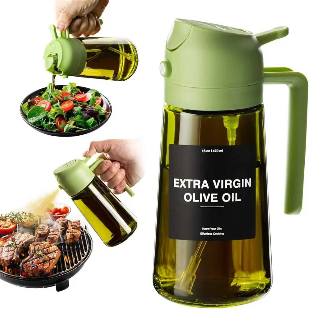 Transform Your Cooking with the 2-in-1 470ml Olive Oil Sprayer - Effortless Pouring and Spraying for Perfect Flavor!