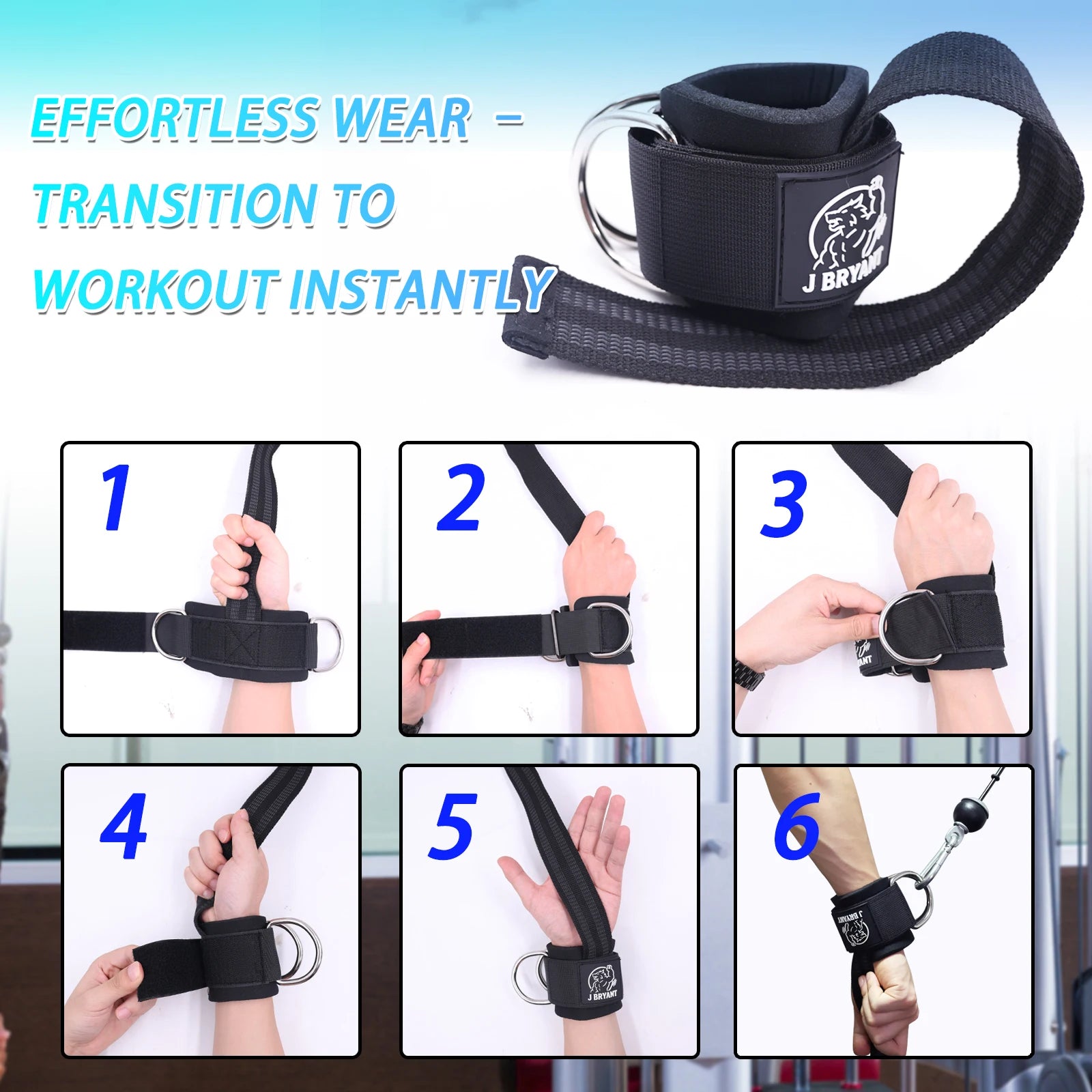 Elevate Your Workout with Adjustable Weight Lifting Strap Wrist Cuffs - Ultimate D-Ring Support for Strength Training