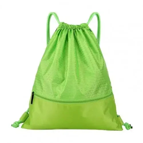 Versatile Outdoor Sport Gym Drawstring Backpack - Waterproof Nylon Zipper Bag for Basketball, Soccer & Fitness