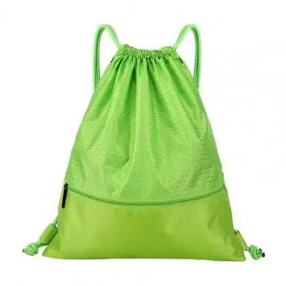 Versatile Outdoor Sport Gym Drawstring Backpack - Waterproof Nylon Zipper Bag for Basketball, Soccer & Fitness