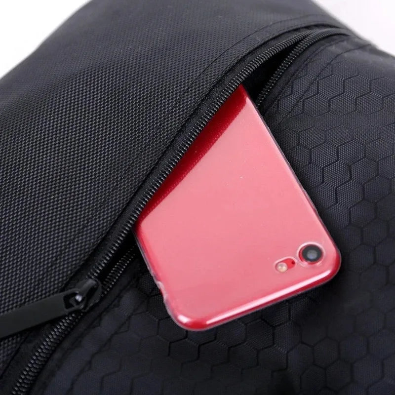 Versatile Outdoor Sport Gym Drawstring Backpack - Waterproof Nylon Zipper Bag for Basketball, Soccer & Fitness