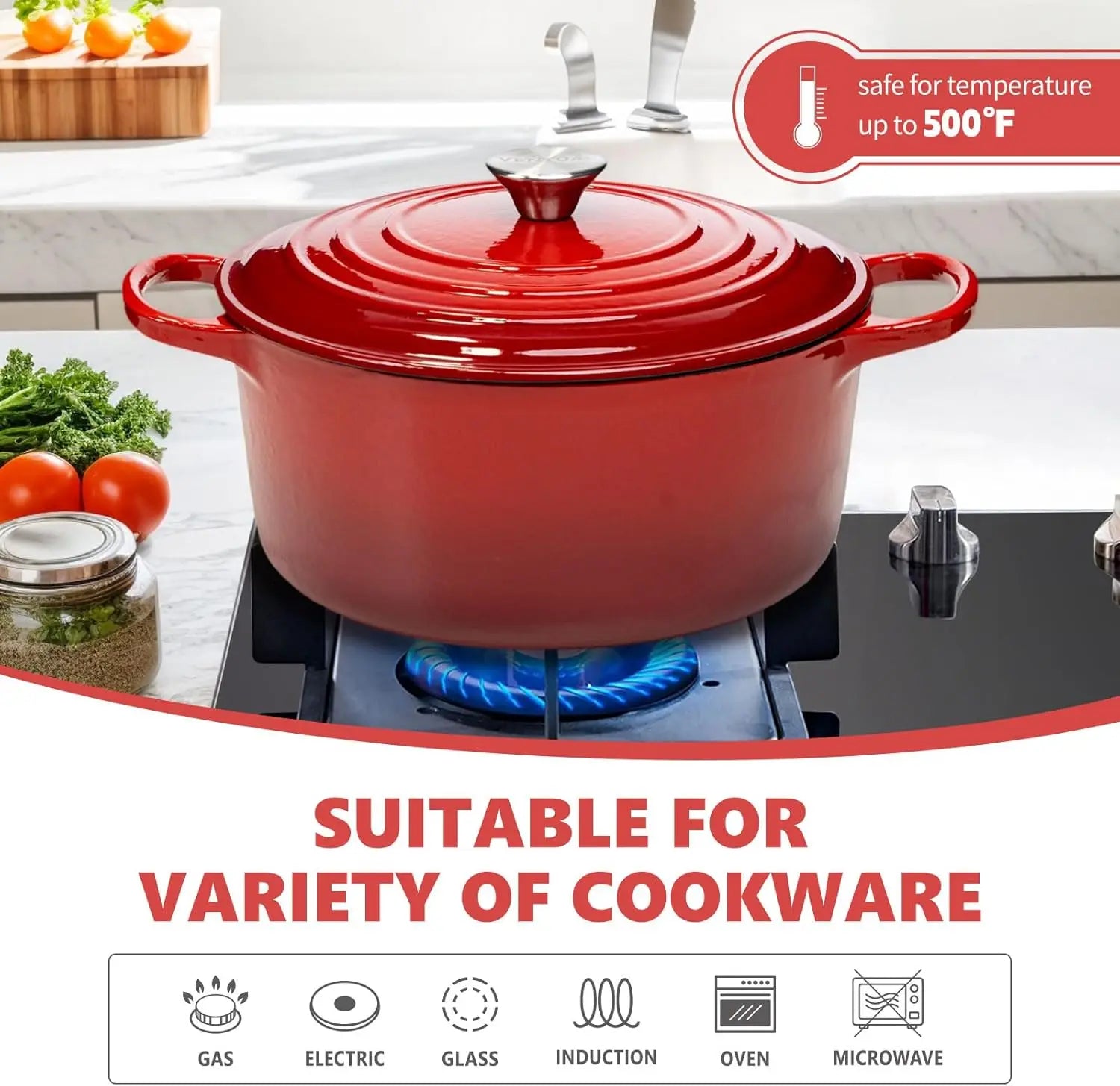 Discover the Ultimate 7QT Enameled Cast Iron Dutch Oven with Lid - Perfect for Family Feasts and Culinary Adventures!