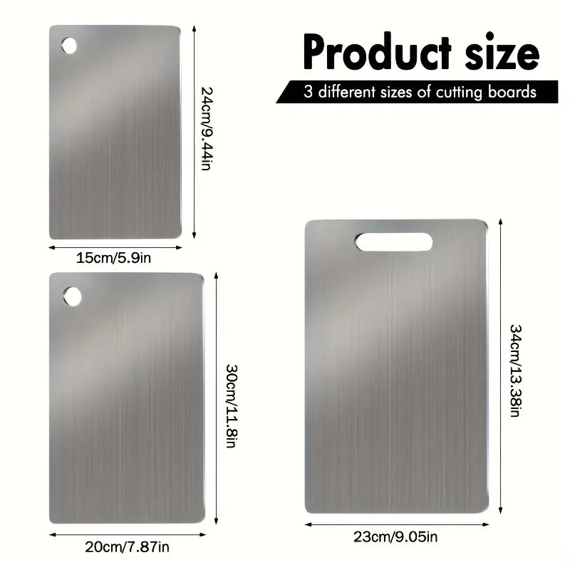 Upgrade Your Kitchen with Our Premium Stainless Steel Cutting Boards - 3-Piece Set, BPA-Free, Dishwasher Safe, Non-Slip Design with Juice Groove, Rustproof & Space Saving!
