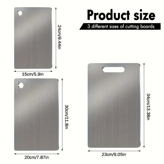 Upgrade Your Kitchen with Our Premium Stainless Steel Cutting Boards - 3-Piece Set, BPA-Free, Dishwasher Safe, Non-Slip Design with Juice Groove, Rustproof & Space Saving!