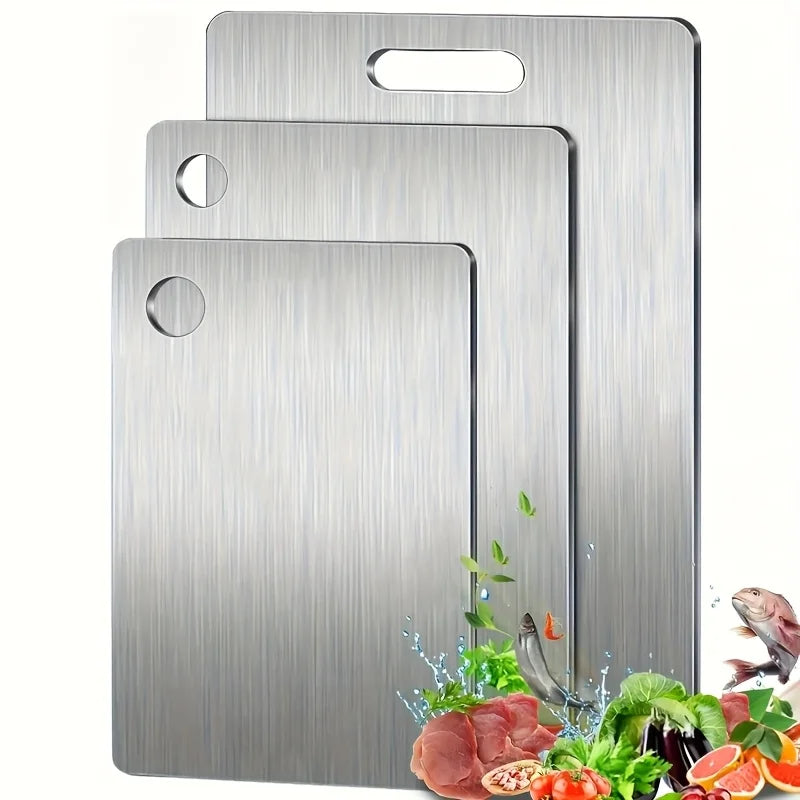 Upgrade Your Kitchen with Our Premium Stainless Steel Cutting Boards - 3-Piece Set, BPA-Free, Dishwasher Safe, Non-Slip Design with Juice Groove, Rustproof & Space Saving!