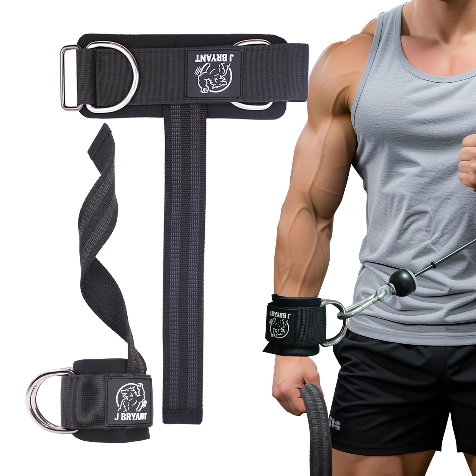 Elevate Your Workout with Adjustable Weight Lifting Strap Wrist Cuffs - Ultimate D-Ring Support for Strength Training