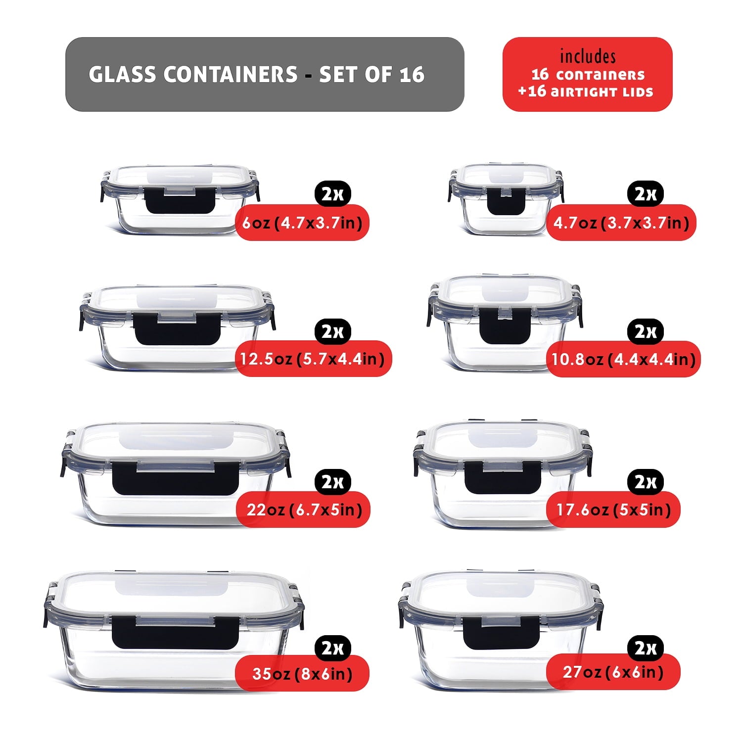 Transform Your Kitchen with Our 32-Piece Airtight Glass Food Storage Container Set – Perfect for Meal Prep, Leftovers, and More!