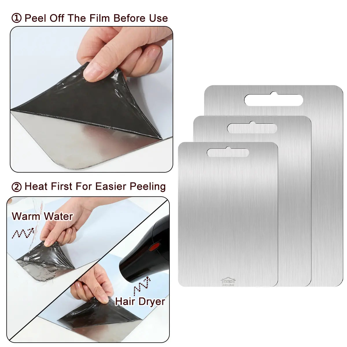 Upgrade Your Kitchen with Our 3-Piece Stainless Steel Cutting Board Set - Perfect for Meat and Vegetables, Rust-Resistant, Easy to Clean, and Portable!
