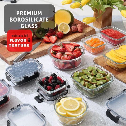 Transform Your Kitchen with Our 32-Piece Airtight Glass Food Storage Container Set – Perfect for Meal Prep, Leftovers, and More!